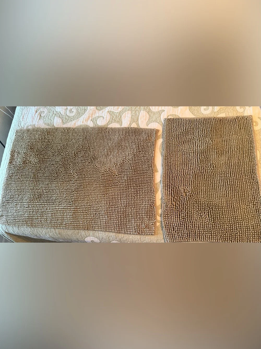 Elle Decor sage green Chenille Bath Mat Set sizes 16” x 23” and 20”x 30”